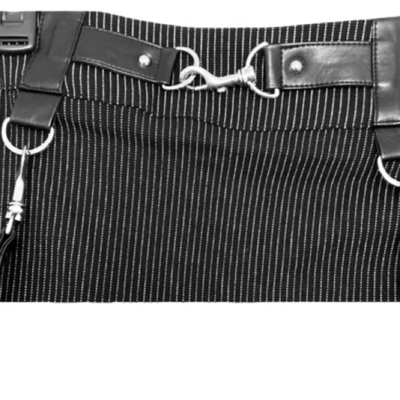 Jawbreaker 💋 Black Pinstripe Skirt with Leather Straps - Picture 8 of 9